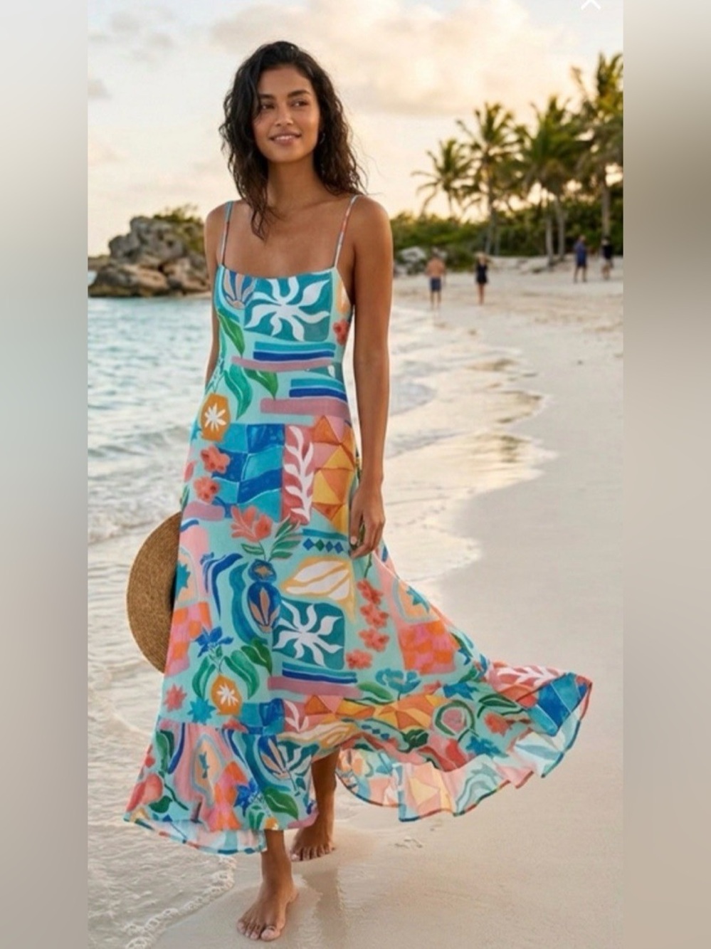 Paper Heart Floral Flower Pot - Tropical Print Maxi Dress medium